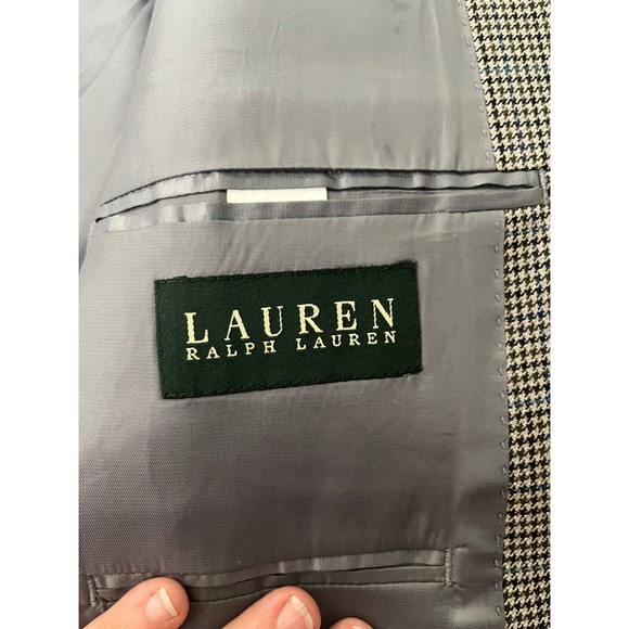 Lauren Ralph Lauren Men's Houndstooth Blazer Sport Coat‎ Gray Wool 50R Classic - Picture 5 of 11